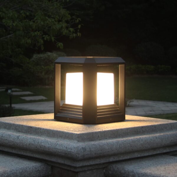 Outdoor Post Lights, High Voltage Wired Outdoor Column Lights, 9.88" Wooden Fence Deck Patio Garden, LED Waterproof Lantern 20W 3000K Modern Black Pillar Lamp ETL certificated... - Image 5