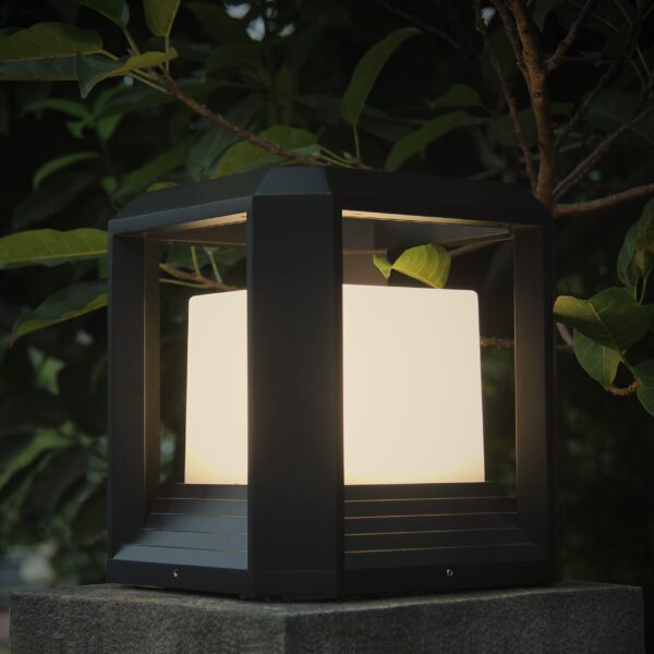 Outdoor Post Lights, High Voltage Wired Outdoor Column Lights, 9.88" Wooden Fence Deck Patio Garden, LED Waterproof Lantern 20W 3000K Modern Black Pillar Lamp ETL certificated... - Image 4
