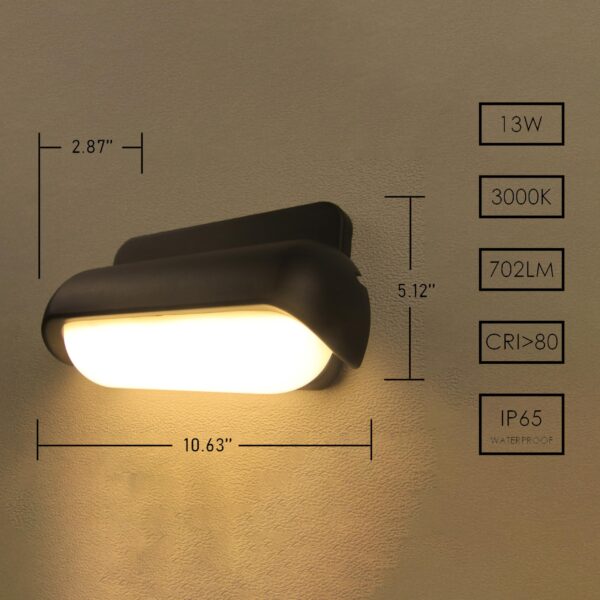 Modern Wall Sconce Outdoor Porch Light Waterproof Patio Lamp LED Wall Light Fixture Aluminum 13W 3000K Front Door Lamp for Indoor & Outdoor use Garden Yard - Image 9