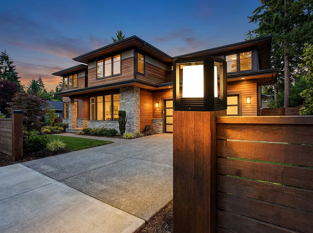 PLUSLED outdoor LED post light on driveway fence