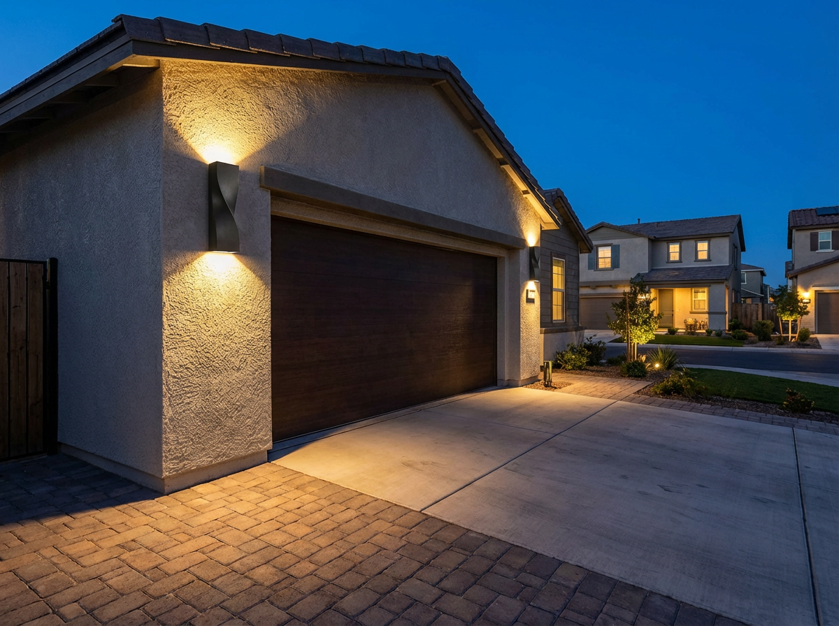 PLUSLED black S-shape outdoor wall sconce garage driveway evening lighting